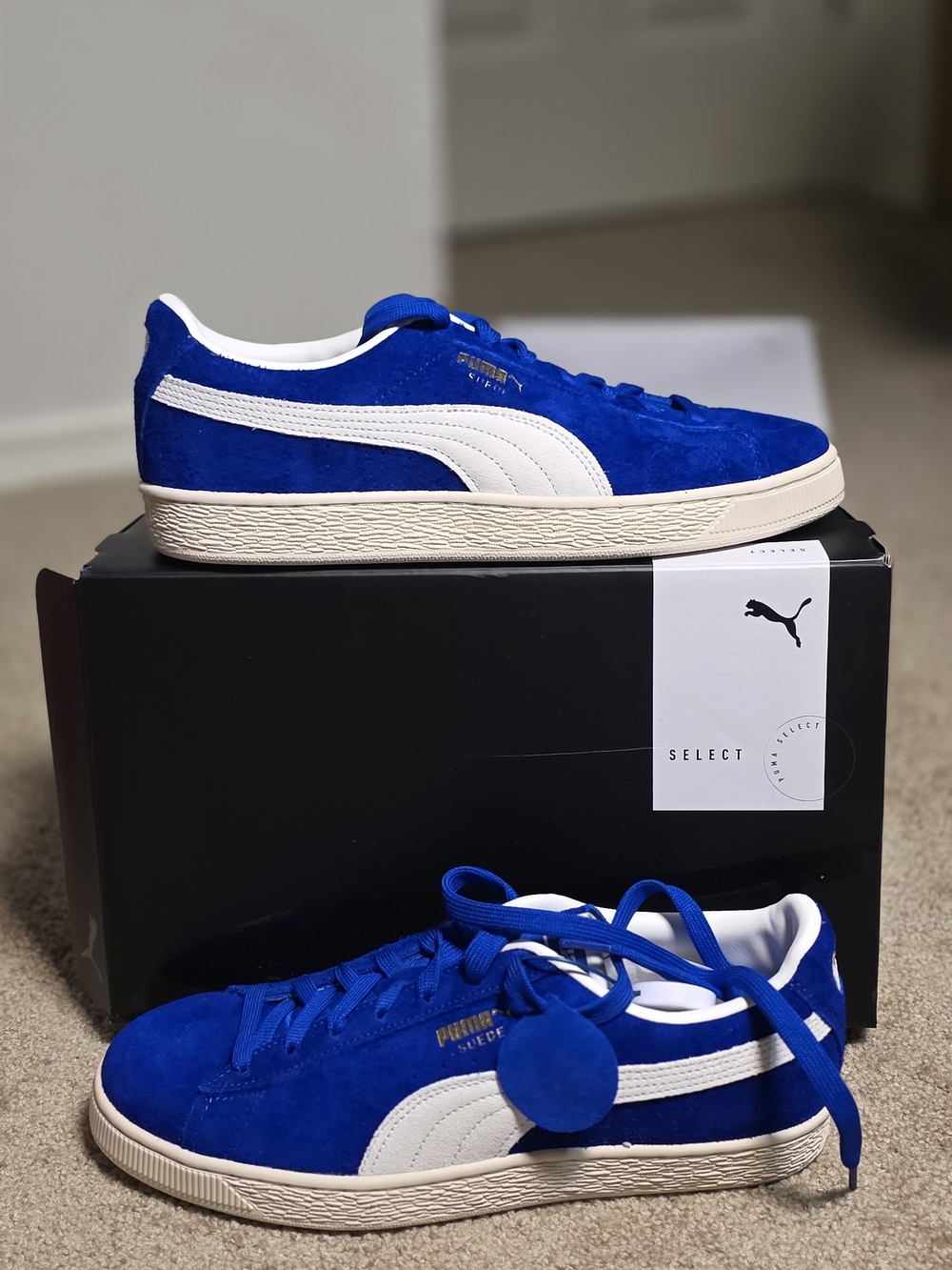Puma Men's Suede Classic Sneakers in Blue and White